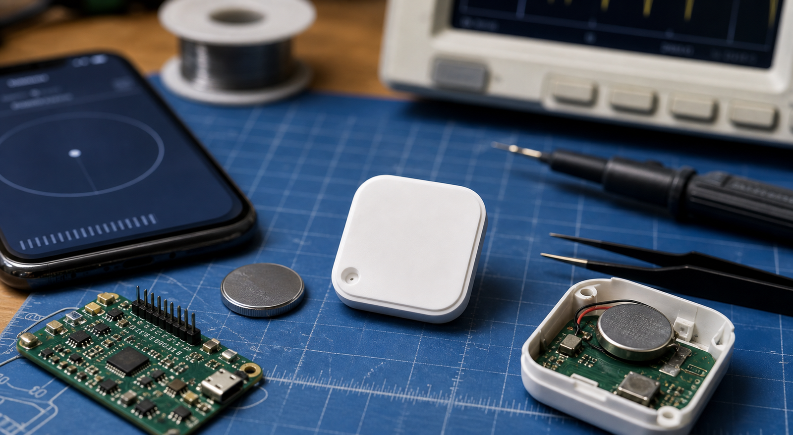 Editorial image for nRF54L15 low-power wireless SoC selection with compact tag and coin-cell hardware context